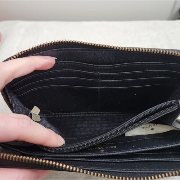 SOLD 🌟 Kate Spade Black Leather Continental Zippered Wallet - Picture 10 of 16